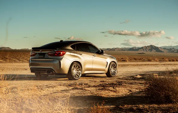 Дорога, небо, облака, пейзаж, горы, дизайн, пустыня, BMW X6M