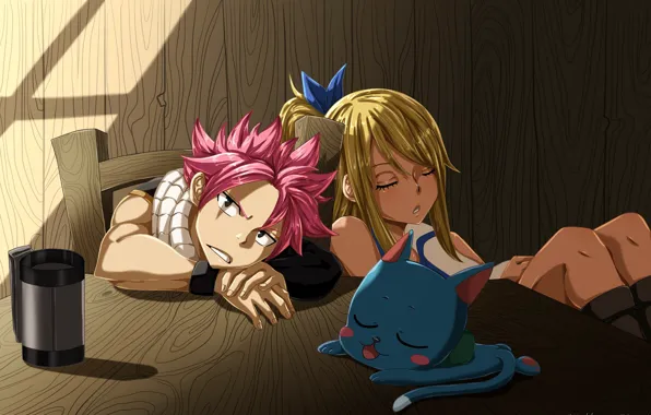 Game, neko, anime, cat, Lucy, dragon, asian, friends