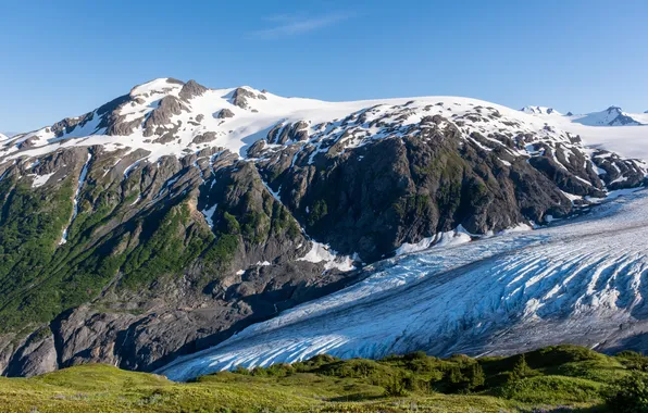 Картинка ice, Alaska, landscape, nature, mountains, snow, sunlight, North America