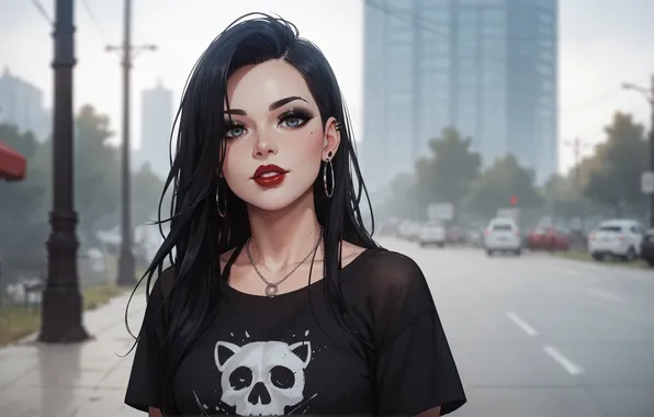 Картинка Girl, City, wallpaper, Anime, Gothic