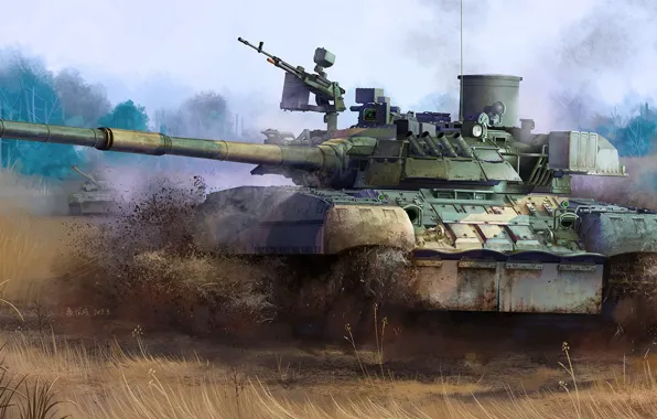 Картинка основной боевой танк, Т-80У, Принят на вооружение в 1985 году, Бронирование корпуса аналогично Т-80БВ