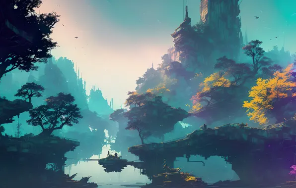Landscape, art, digital art, Stable Diffusion, neuronet, Ai art, Inkpunk, original ai-artwork