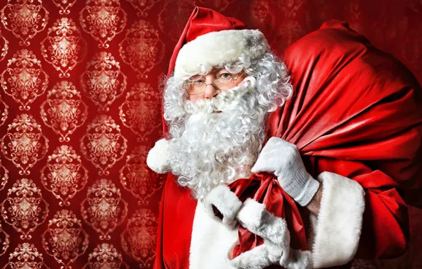 Борода, Санта Клаус, мешок, Дед Мороз