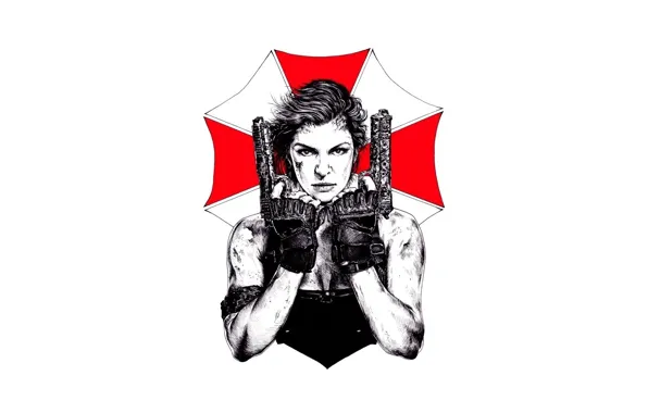 Cinema, skull, girl, zombie, gun, blood, pistol, logo