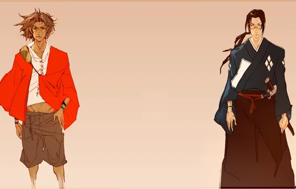 Аниме, арт, парни, Муген, samurai champloo, Дзин