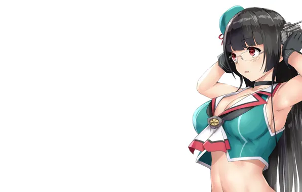 Girl, sexy, cleavage, long hair, boobs, anime, beautiful, red eyes