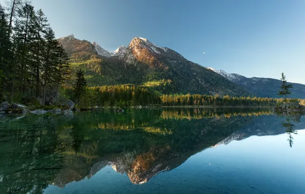 Лес, пейзаж, горы, природа, озеро, отражение, красота