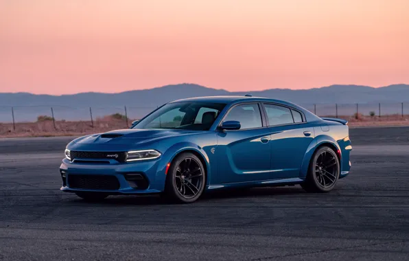 Закат, вечер, Dodge, Charger, Hellcat, SRT, Widebody, 2020