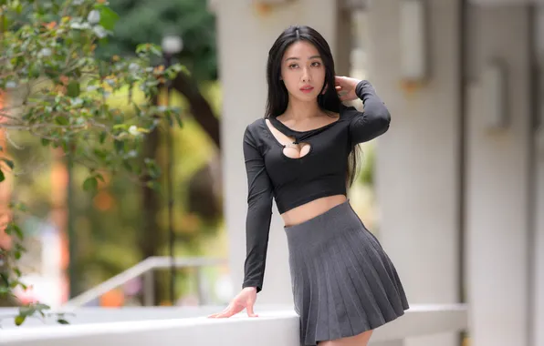 Картинка Asian, long hair, model, women, dark hair