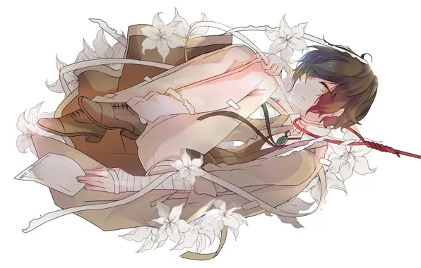 Цветы, лилии, петля, Bungou Stray Dogs, Бродячие Псы: Литературные Гении, Дазай Осаму