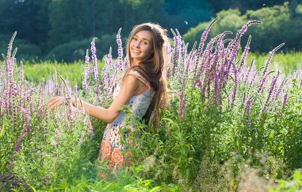Взгляд, девушка, цветы, природа, улыбка, Україна