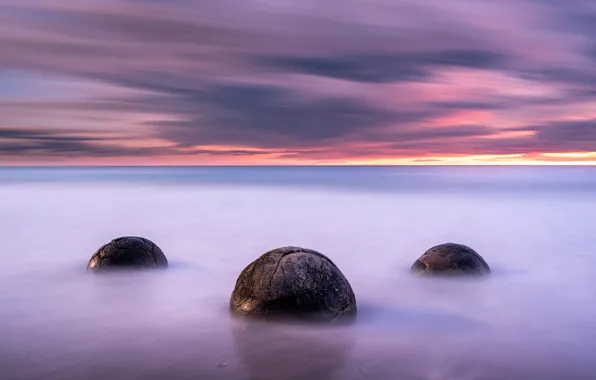 Картинка море, закат, природа, камни