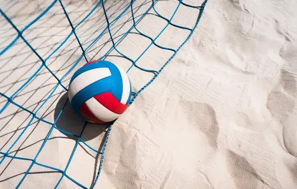 Sand, ball, net, volleyball