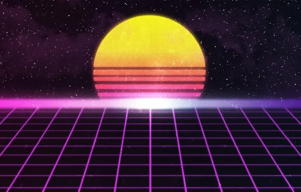 Солнце, Музыка, Звезды, Неон, Космос, Звезда, Фон, Retro