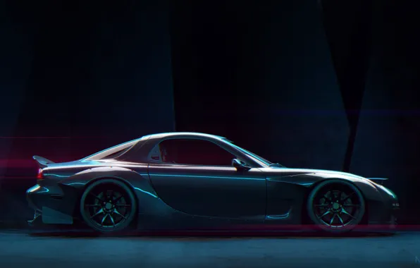 Авто, Машина, Mazda, RX-7, Рендеринг, Mazda RX7, Mazda RX-7, Вид сбоку