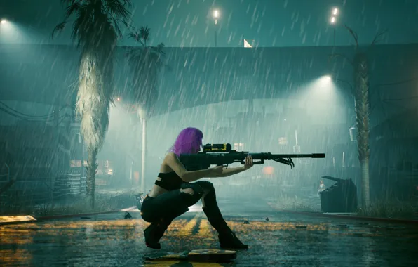 Фон, игра, снайпер, киберпанк, CD Projekt RED, Cyberpunk 2077
