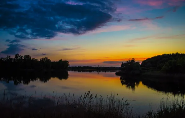 Картинка закат, природа, озеро, nature, Sunset, lake