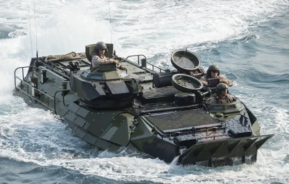 Амфибия, США., гусеничная, морской пехоты, десантная машина, aav-7