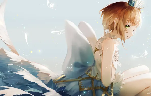 Девушка, ангел, сидит, Card Captor Sakura, Сакура - собирательница карт