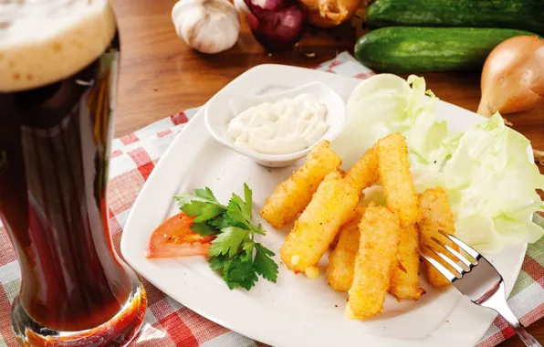 Пиво, овощи, картошка, закуска