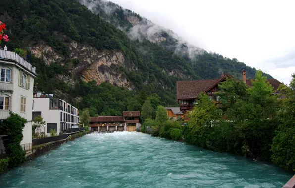 City, river, town