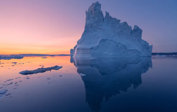 Вода, отражение, айсберг, water, reflection, iceberg