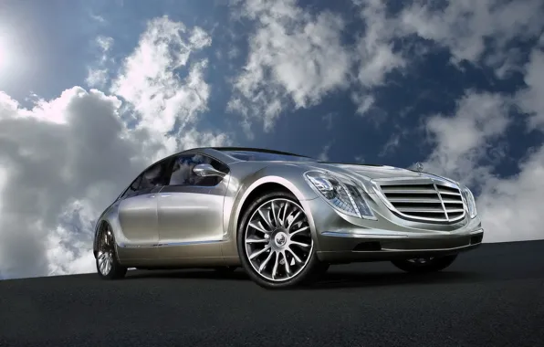 Картинка Concept, небо, облака, отражение, Mercedes-Benz, F700