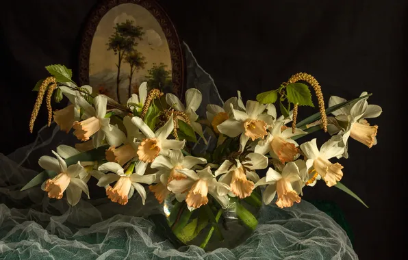 Букет, картина, нарциссы