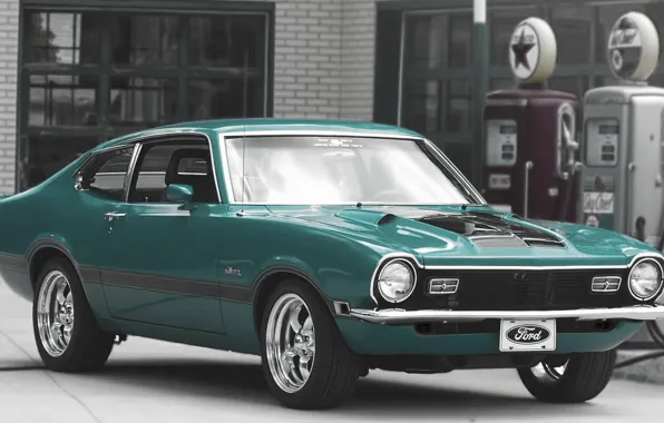 Metal, wheels, muscle car, бензоколонка, shine, Ford Maverick