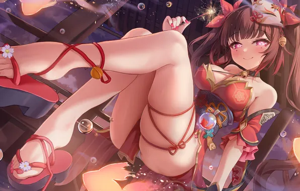 Девушка, пузыри, маска, золотая рыбка, sparkle, honkai: star rail, honkai (series)