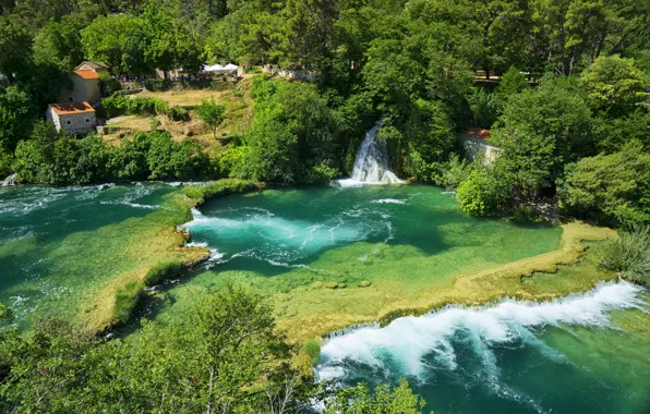 Парк, фото, водопад, Хорватия