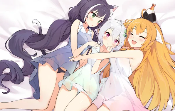Girl, sexy, lingerie, panties, long hair, boobs, anime, beautiful