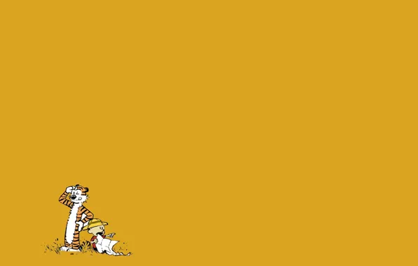 Картинка тигр, ребенок, мальчик, комикс, Calvin and Hobbes, Кельвин и Хоббс, Кельвин, Хоббс