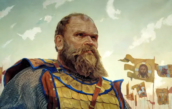 Картинка мужчина, борода, кольчуга, Боброк Волынский, грозный, МАТОРИН Виктор, Герой Куликовской битвы