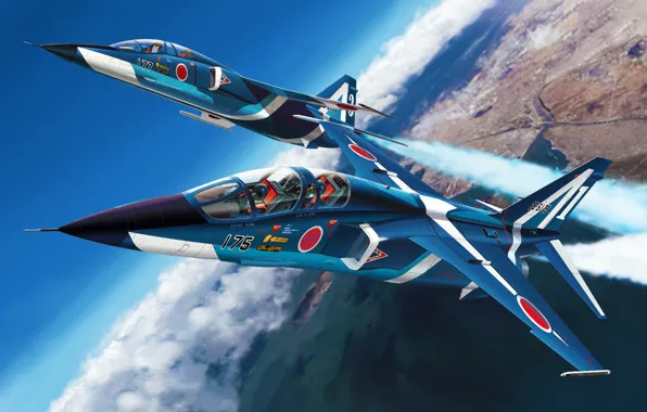 Картинка art, painting, jet, T-2 Blue Impulse