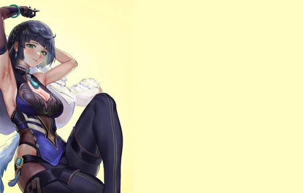 Girl, sexy, blue, anime, short hair, babe, blue hair, genshin impact