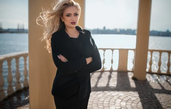 Девушка, милая, модель, Часы, блондинка, Обои, Портрет, Кулон