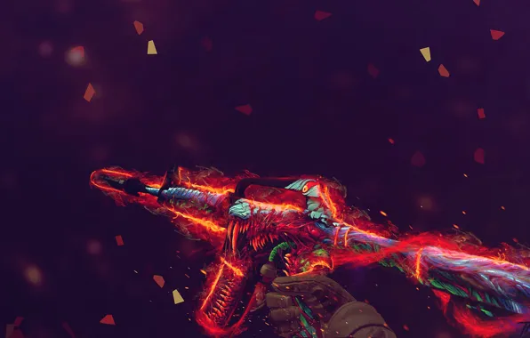 Осколки, пламя, раскрас, workshop, cs go, custom paint job, m4a1-s, hyper beast