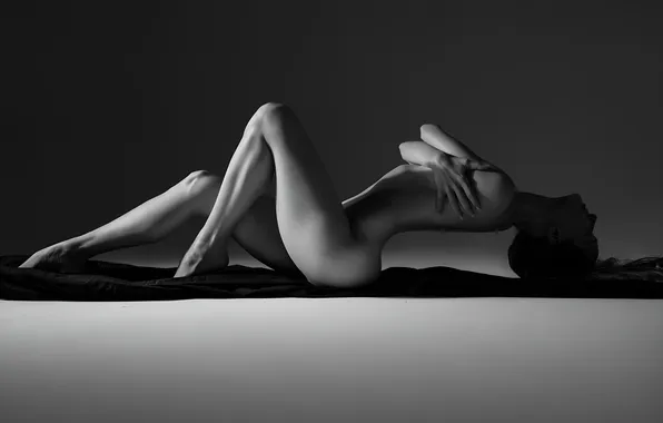 Девушка, минимализм, нагота, монохром, minimalism, monochrome, women, nude