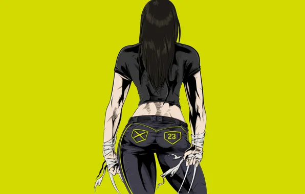 Картинка девушка, когти, люди икс, yellow, marvel, x-men, Comics, X-23
