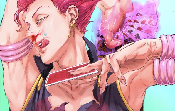 Карты, кровь, парень, Hunter X Hunter, Hisoka