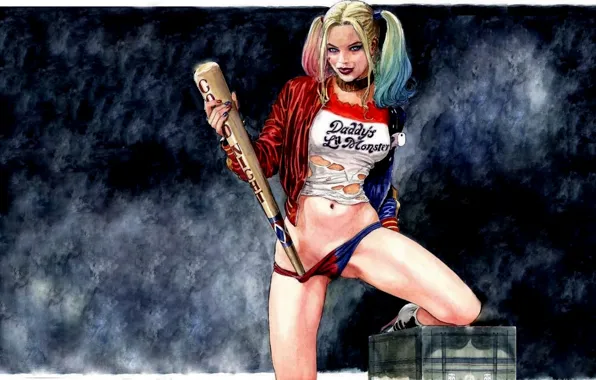 Бита, Трусики, Харли Квинн, DC Comics, Harley Quinn, Харли Куинн, Milo Manara, Мило Манара