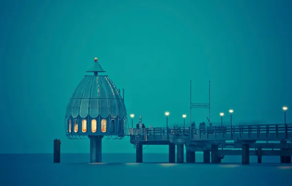 Лед, море, люди, сооружение, пирс, wallpaper, spotlight, windowsX