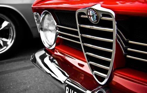 Картинка макро, красный, Alfa Romeo, red, logo, альфа ромео, macro