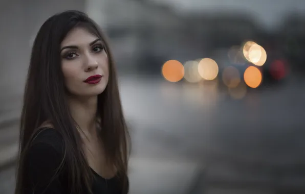 Взгляд, лицо, фон, модель, помада, Daniela
