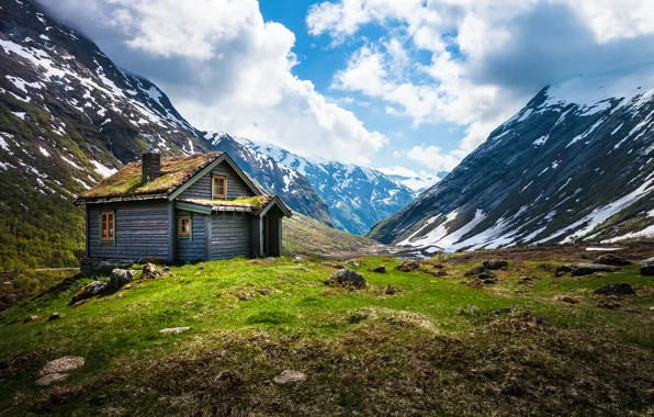 Горы, Норвегия, хижина, Norway