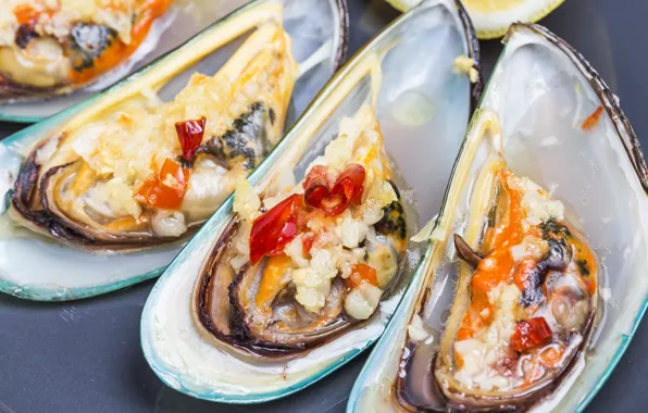 Сыр, соус, морепродукты, устрицы, запеченные морепродукты