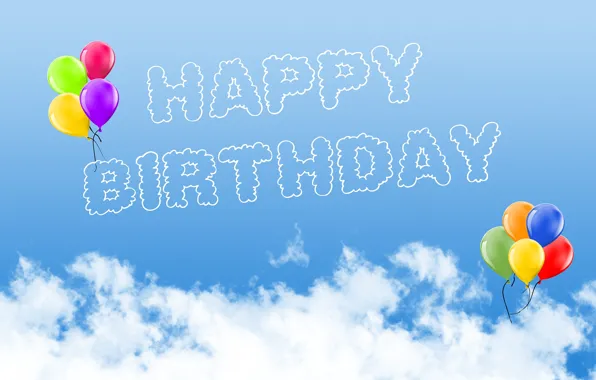 Небо, шарики, День рождения, Birthday