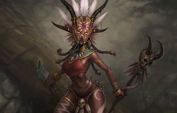 Картинка Diablo 3, фан-арт, Witch Doctor, Шаман