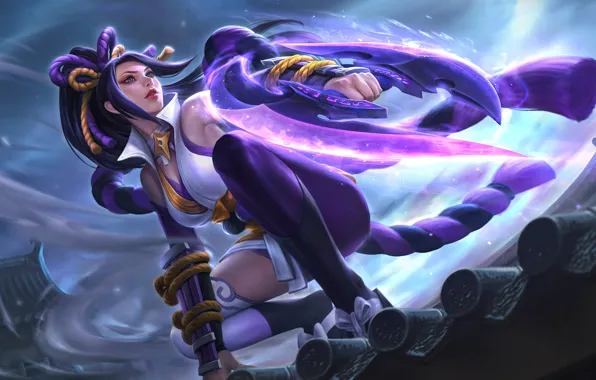Крыша, девушка, оружие, Hanabi, Mobile Legends: Bang Bang!